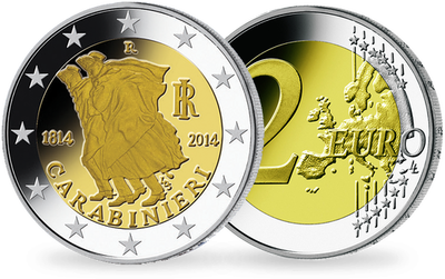 Monnaie de 2 Euros «200e anniversaire de la fondation des Carabiniers» Italie 2014  
