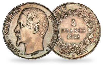 Monnaie de 5 Francs en argent massif «Louis Napoléon Bonaparte»