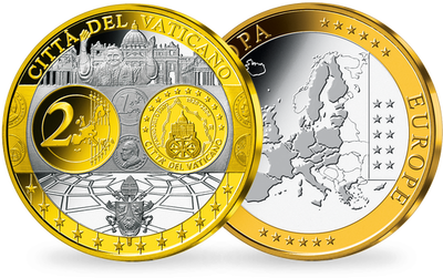 Première frappe en hommage à l'Euro en cuivre argenté: «Vatican»