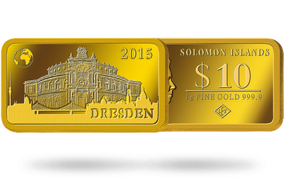 Monnaie Lingot 10 Dollars en or pur «Dresde - L'opéra Semper» 2015