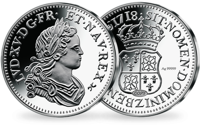 Frappe en argent pur L'argent de la France: «1/4 Écu de Navarre Louis XV 1718» 