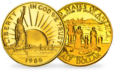 Monnaie Half dollar dorée à l’or pur « La Statue de la Liberté »