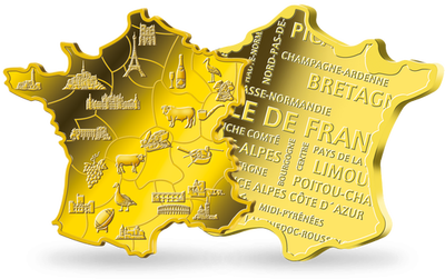 Frappe en argent dorée à l'or pur « Douce France »