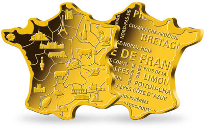 Frappe en argent dorée à l'or pur «L'hexagone-Notre France»