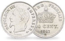 La monnaie de 20 centimes en argent massif «Napoléon III Tête Laurée»