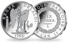 La frappe en argent pur «6 Livres au Génie - La Convention 1793»