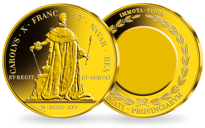 Réédition en cuivre doré à l'or pur «Médaille du sacre de Charles X»