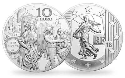 Monnaie de 10 Euros en argent massif «Semeuse - L'écu de 6 livres» 2018