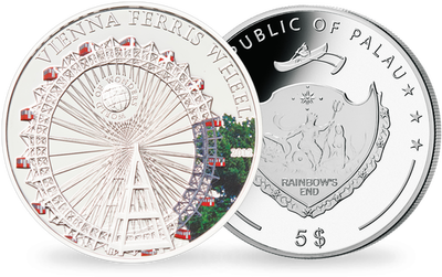Monnaie de 5 Dollars en argent massif «La Grande Roue de Vienne» Palaos 2012