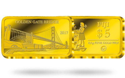 Monnaie lingot en or pur «San Francisco - Golden Gate Bridge» 2017
