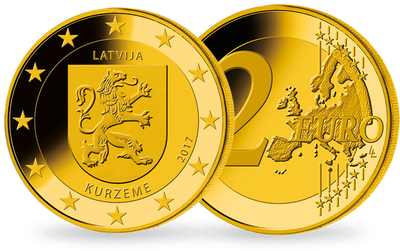 Frappe 2 Euros dorée « Les régions de Lettonie : Kurzeme (Courlande) » 