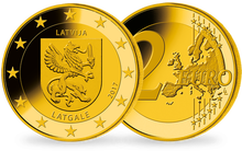 Frappe 2 Euros dorée Lettonie - Latgale