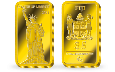 CADEAU GRATUIT: Monnaie-Lingot en or le plus pur «Statue de la Liberté» 2021