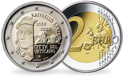 Monnaie rare de 2 Euros «500ème anniversaire de la mort de Raphaël Sanzio» Vatican 2020