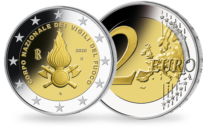 Monnaie de 2 Euros : Le 80ème anniversaire de la fondation du « Corps national des pompiers » Italie 2020