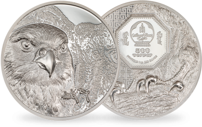 Monnaie d’une once d’argent pur « Faucon mongol »