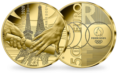 Monnaie de 50 Euros en or pur «PARIS 2024 - De Tokyo à Paris» 2021