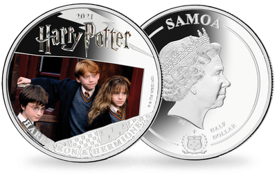Monnaie colorisée & argentée à l’argent pur «Les films Harry Potter - Harry, Ron & Hermione»