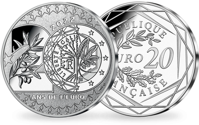 Monnaie de 20 Euros en argent massif «Les 20 ans de l'euro» 2022