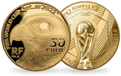 Monnaie de 50€ en or pur Coupe du Monde de la FIFA Qatar 2022™