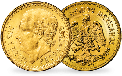  Monnaie ancienne en or « 2,5 Pesos Hidalgo »