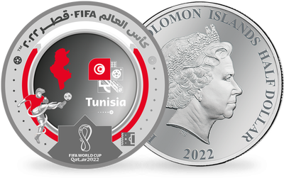 Monnaie argentée de la coupe du Monde de la FIFA Qatar 2022™ «Tunisie»