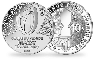 La monnaie en argent pur de 10€ « Rugby WC Emblème »  2022