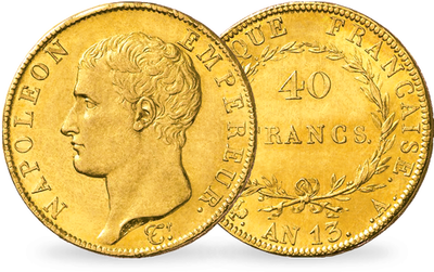 Monnaie de 40 Francs en or massif 