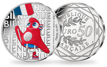 Monnaie de 50 Euros en argent massif colorisée «Paris 2024 - Mascotte Drapeau» 2023