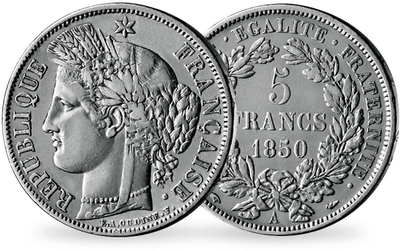 Monnaie 5 Francs Argent Céres IIème République