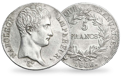 Monnaie de 5 francs en argent massif « 5 francs Napoléon Ier Tête Nue »