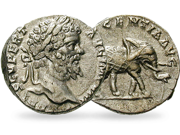 Original-Silbermünze des ersten römischen Kaisers afrikanischer Herkunft