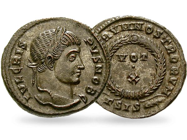 ''Follis'' Bronze-Münze von Kaiser Crispus