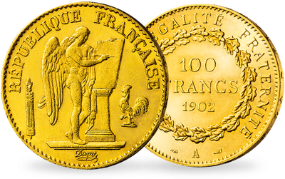 Monnaie de 100 Francs en or massif «Génie Illème République»