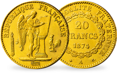Monnaie de 20 Francs en or massif «Génie IIIème République»