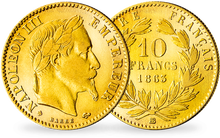 La Monnaie ancienne en Or « 10 Francs Napoléon III Tête Laurée »
