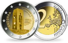 La monnaie de 2 Euros «25 ans de la Constitution» Andorre 2018