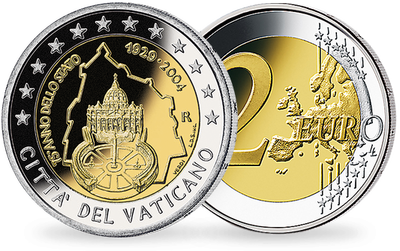 Monnaie de 2 Euros «75 ans de la fondation de l’État de la Cité du Vatican» Vatican 2004 