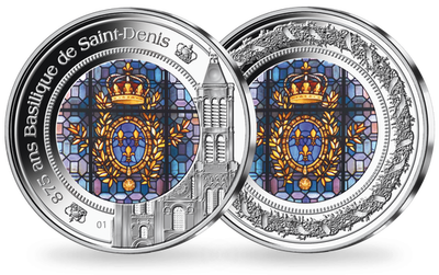 Frappe vitrail en argent massif «875 ans Basilique de Saint-Denis»