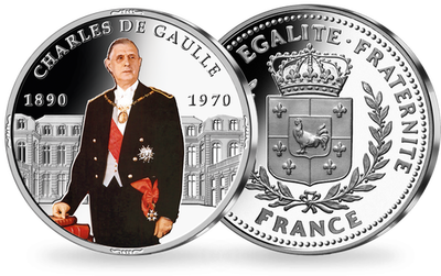Frappe en argent colorisée « Charles de Gaulle 1890-1970 »