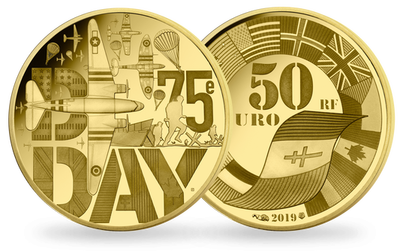 Monnaie de 50 Euros en or pur «D-Day» 2019