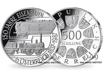 500-Schilling-Gedenkmünze ''150 Jahre Eisenbahn in Österreich''