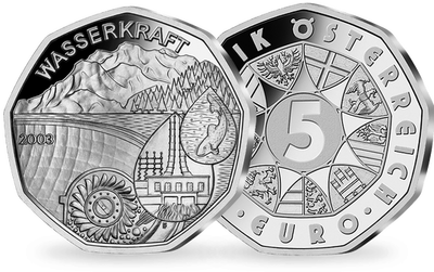 5-Euro-Silbermünze 2003 ''Wasserkraft'' (hgh)