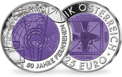 25 Euro Silber-Niob-Münze 2005 "50 Jahre Fernsehen"
