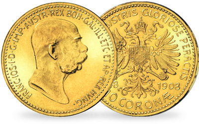 10-Kronen-Goldmünze zum 60. Regierungsjubiläum von Kaiser Franz Joseph I.