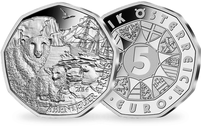 5-Euro-Silbermünze 2014 ''Abenteuer Arktis'' (hgh)