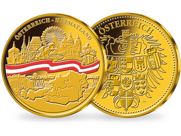 Österreich; unser Heimatland in edlem Gold mit Teilkoloration