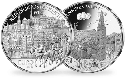 10-Euro-Silbermünze 2015 ''Wien'' (hgh)