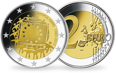 Monnaie de 2 Euros «30 ans du Drapeau Européen» Chypre 2015