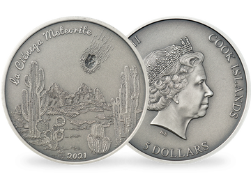 Meteoriten-Münze ''La Ciénega'' aus reinem Silber